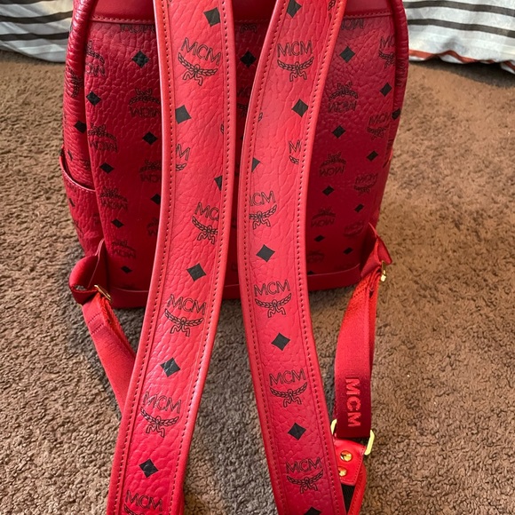 Authentic Red Mcm back pack with black MCM logo main image 4